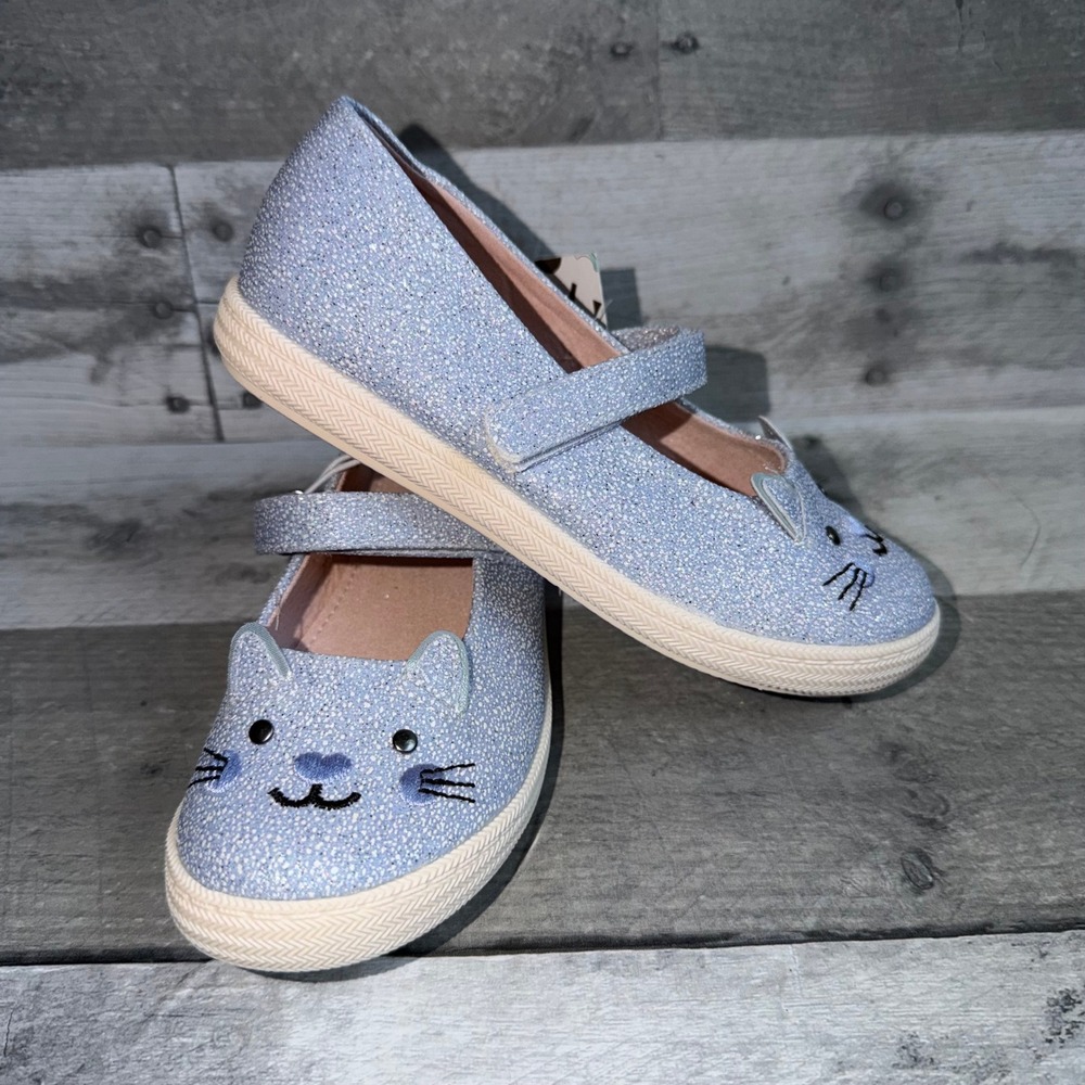 Harper Canyon Girls Blue Glitter Cat Mary Jane Flats HCKITTYCAT-PU Size 10 NEW